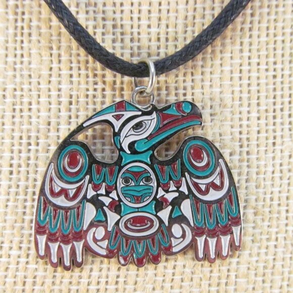 Joe Wilson Raven the Cultural Hero Pendant Necklace with Black Cord Canada - Picture 1 of 12